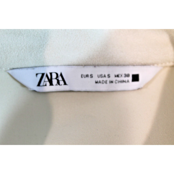 Zara Jacket Faux Suede Shirt Style Mens size S Ivory Collar Button Up - Picture 6 of 8